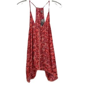 Ecote Urban Outfitters Swing Tank Coral Pom Pom Fringe